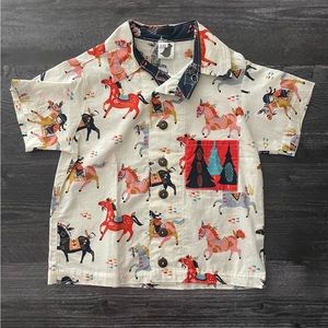 Mamanu Kids Horses Button Down Shirt